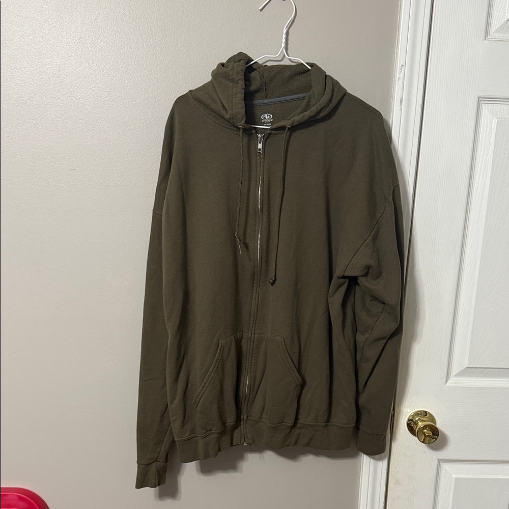 Athletic Works Men's Dark Green Zip-Up Sweater
